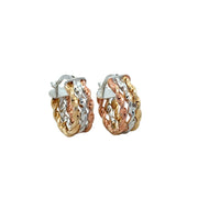 Vintage Tritone Small Hoop Earrings in 14k Gold