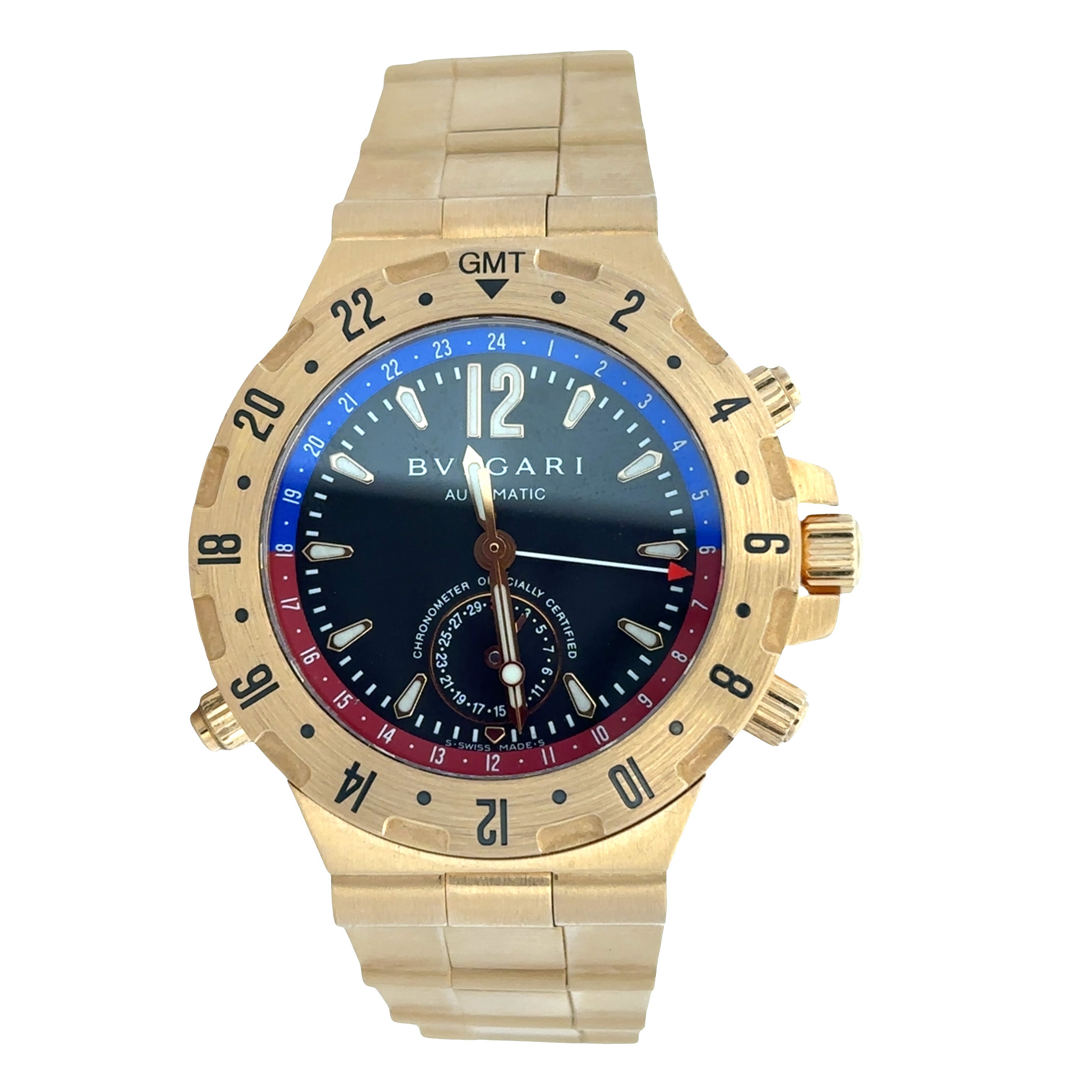 Pre-Owned Bvlgari Diagono Professional GMT 18k Yellow Gold Wristwatch – 40mm