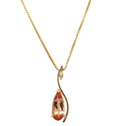 Imperial Topaz and DIamond Pendant in Yelllow Gold