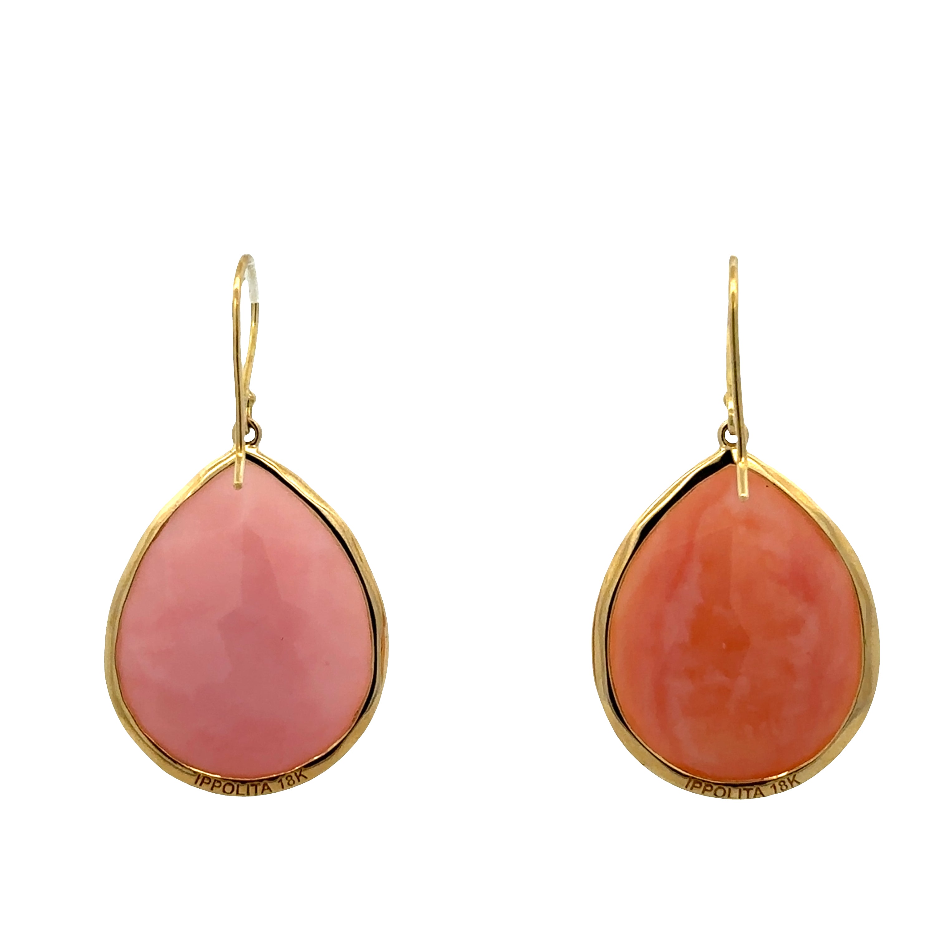 Estate Ippolita 18k Yellow Gold Pink Opal Dangle Earrings