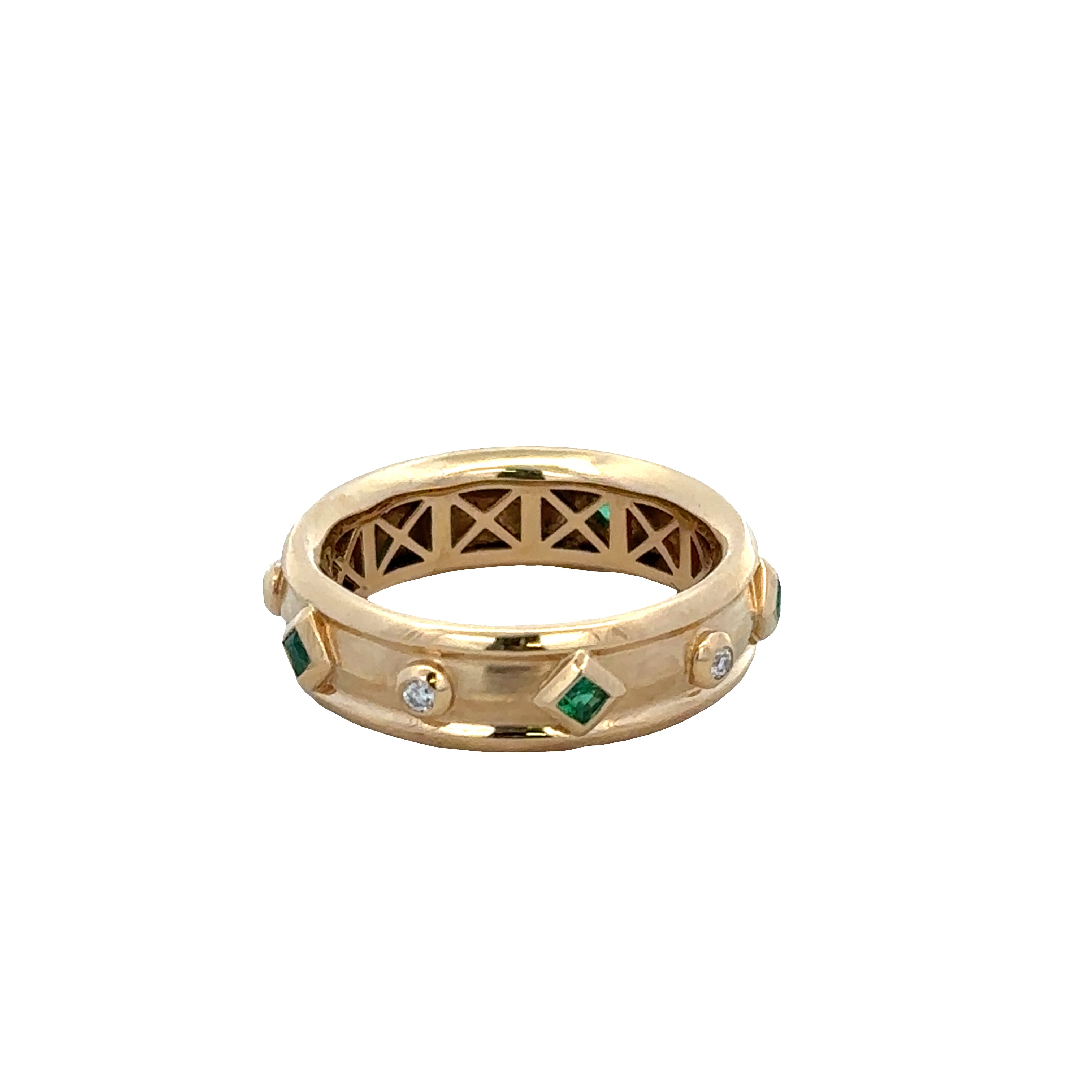 Estate 18k Yellow Gold Emerald and Diamond Band by David Yurman – Size 8