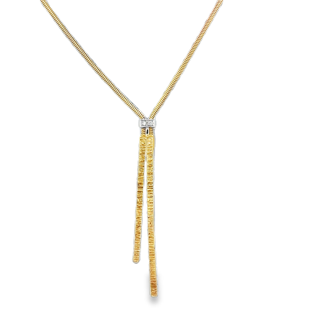 Modern Lariat Style Necklace in Yellow Gold