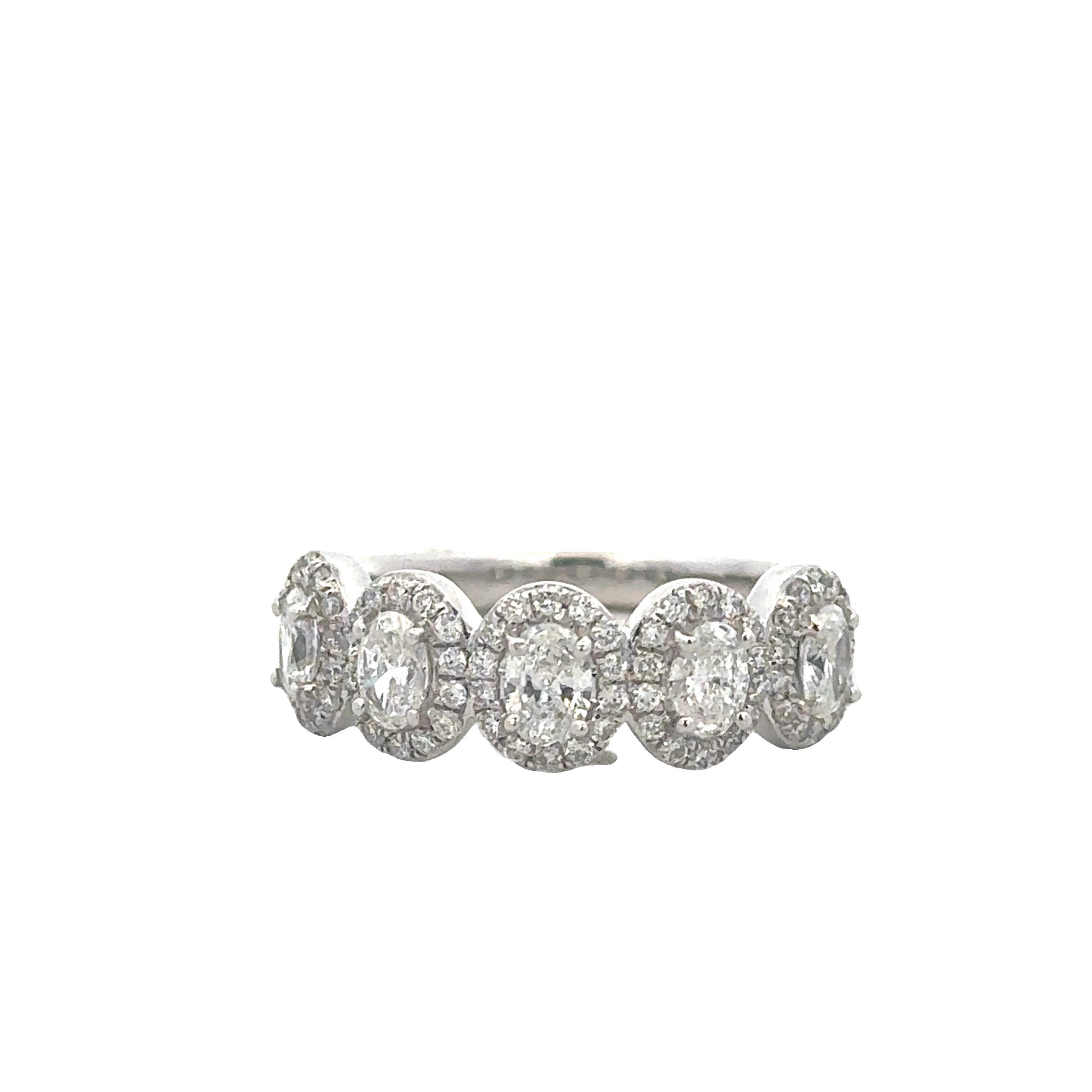 Oval Cut Diamond Halo Band in White Gold