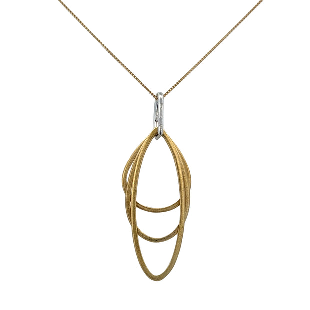 Interlocking Brushed Diamond Pendant in Two Tone Gold