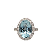 Oval Cut Aquamarine and Diamond Ring in White Gold