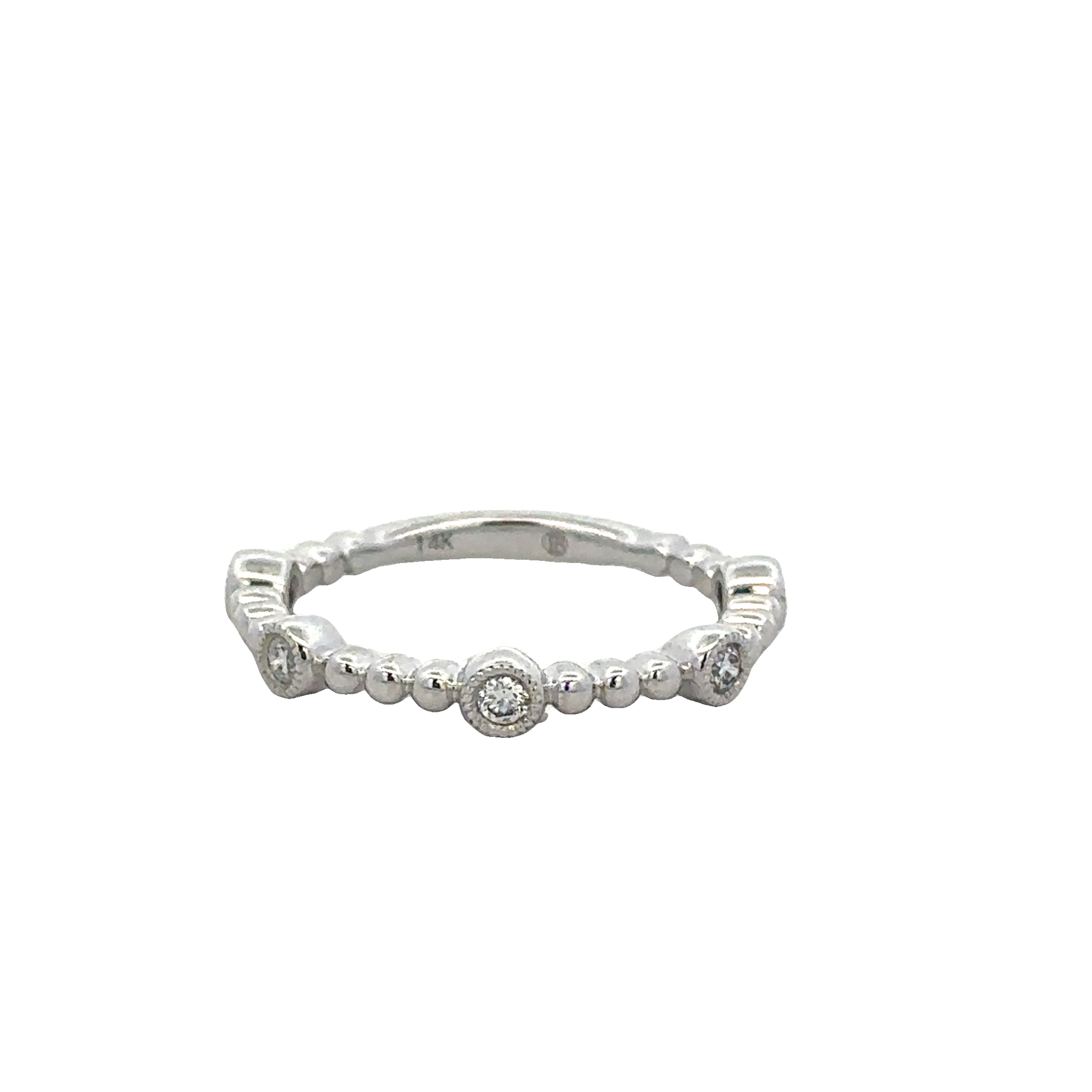 Beaded Diamond Band in White Gold