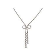 Diamond Bow Necklace in White Gold