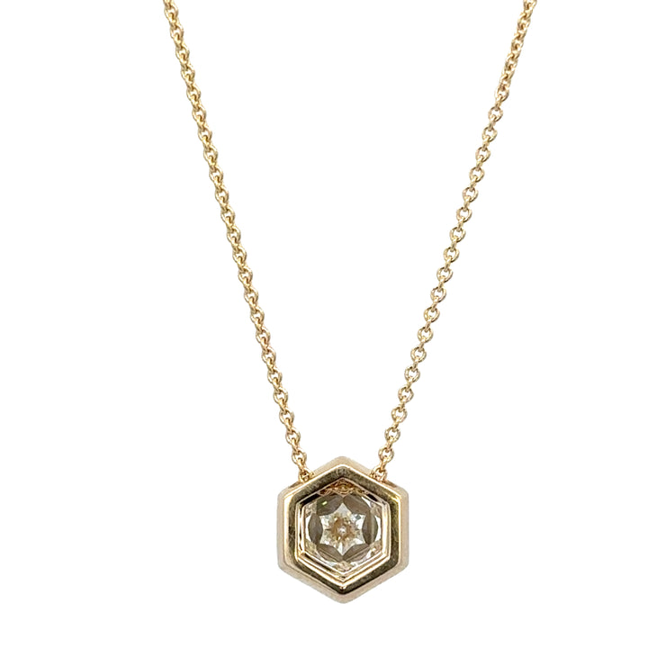 GIA 2.08 ct. Hexagonal Shaped Diamond Pendant in Yellow Gold