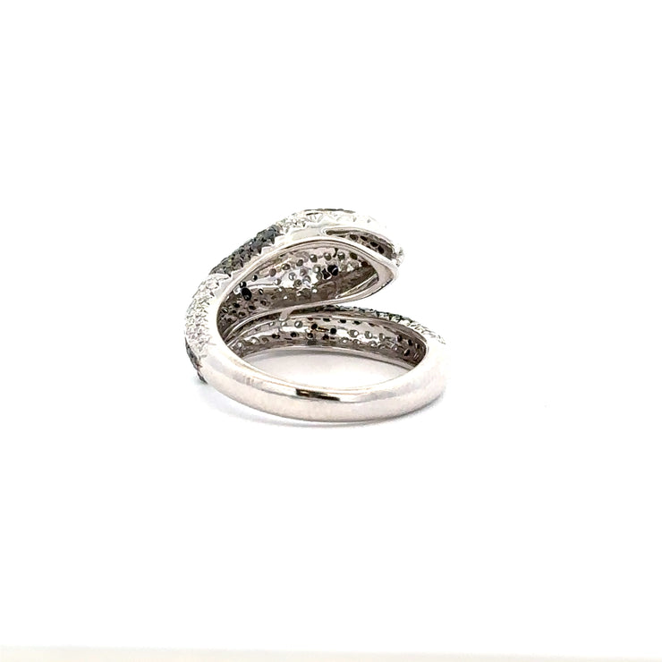 Black and White Diamond Cobra Ring in 18k White Gold