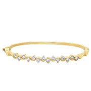 Diamond Swirl Wave Bangle Bracelet in 18k Yellow Gold