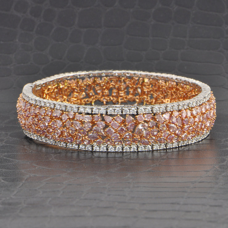 Statement 20.96 CTW Pink Diamond Bracelet in 18 White and Rose Gold