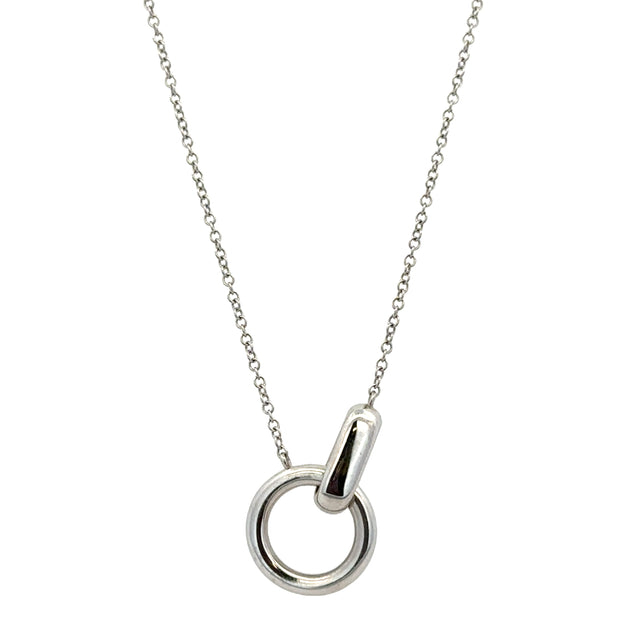 Diamond Accented Interlocking Necklace in White Gold