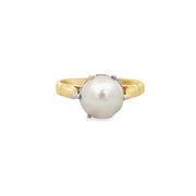 Vintage Akoya Cultured Pearl Ring in 18k Yellow Gold