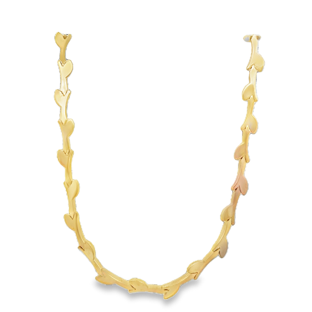 16" Two Tone Leaf Necklace in 14k Gold