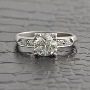 Vintage 1950s 1.34 Carat Old European Cut Diamond Engagement Ring