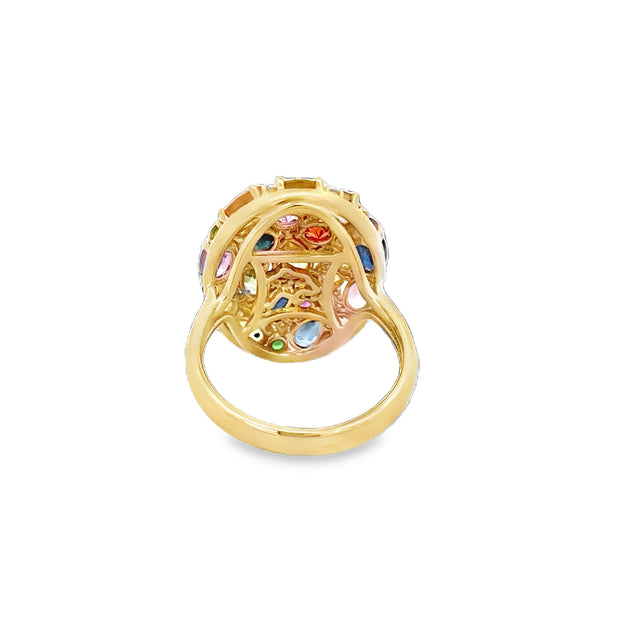 Multicolored Sapphire and Diamond Ring in Yellow Gold