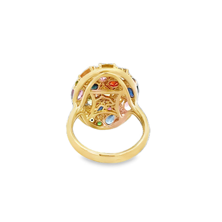 Multicolored Sapphire and Diamond Ring in Yellow Gold