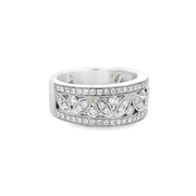 Openwork Wide Diamond Band in White Gold