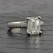 GIA 3.01 ct. Emerald Cut Diamond Engagement Ring in White Gold
