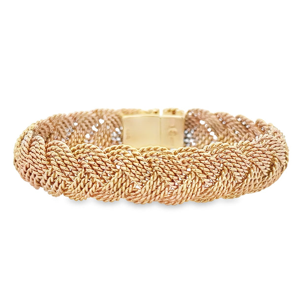 Woven Rope Style Bangle in Yellow Gold