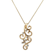 Scrolled Diamond Pendant in Yellow Gold