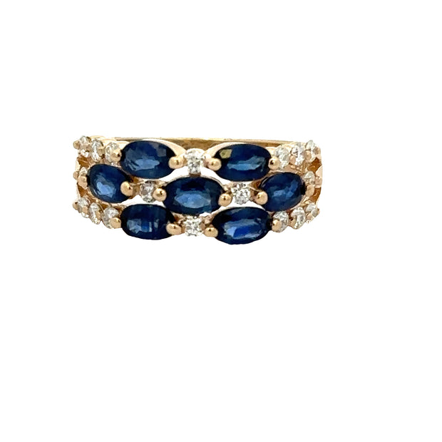 Sapphire and Diamond Band in Yellow Gold