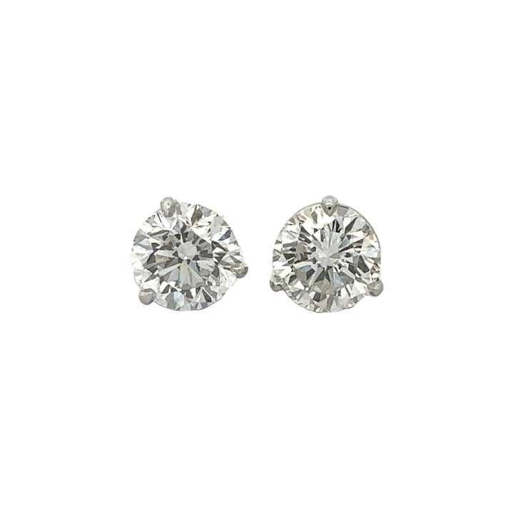 GIA Certified 3.06 CTW Diamond Stud Earrings in White Gold