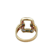 Statement Openwork Multicolored Sapphire and Diamond Ring