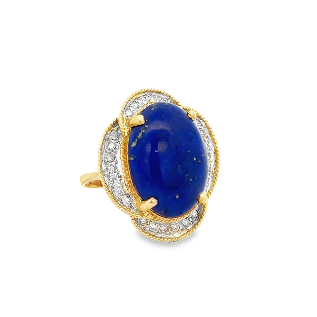 Lapis and Diamond Ring in Yellow Gold