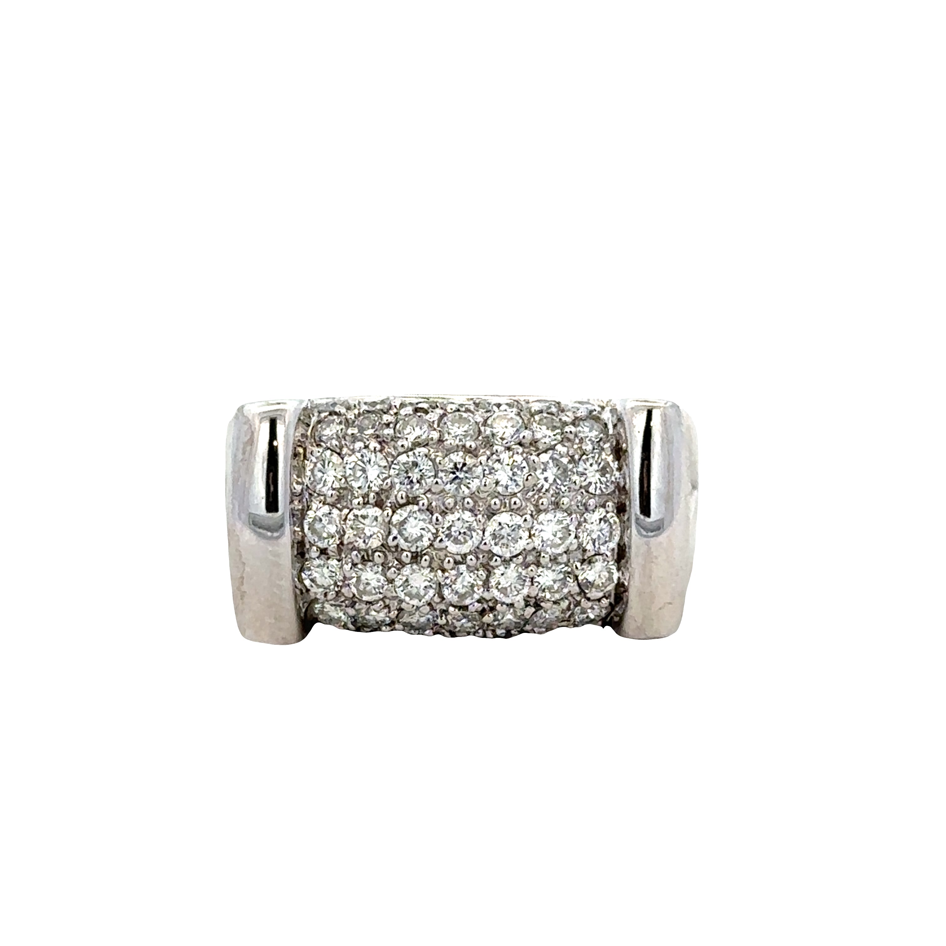 14k White Gold 1.74 Carat Diamond Pavé Statement Ring – Size 8.25