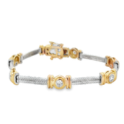 Two Tone Diamond Bezel Bracelet in 14k Gold