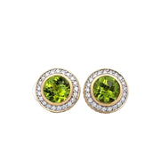 David Yurman Peridot and Diamond Stud Earrings in 18k Yellow Gold