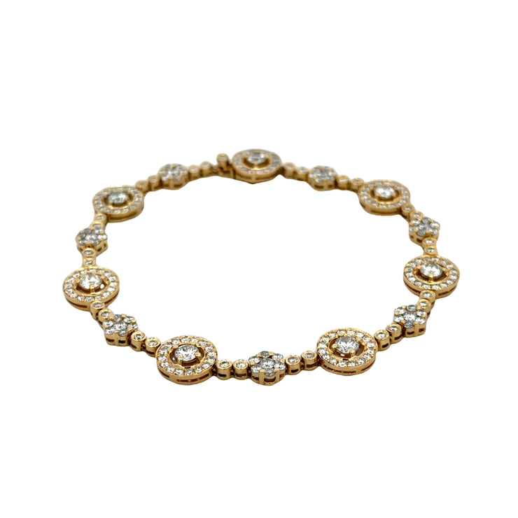 Circular Diamond Link Bracelet in 18k Yellow Gold