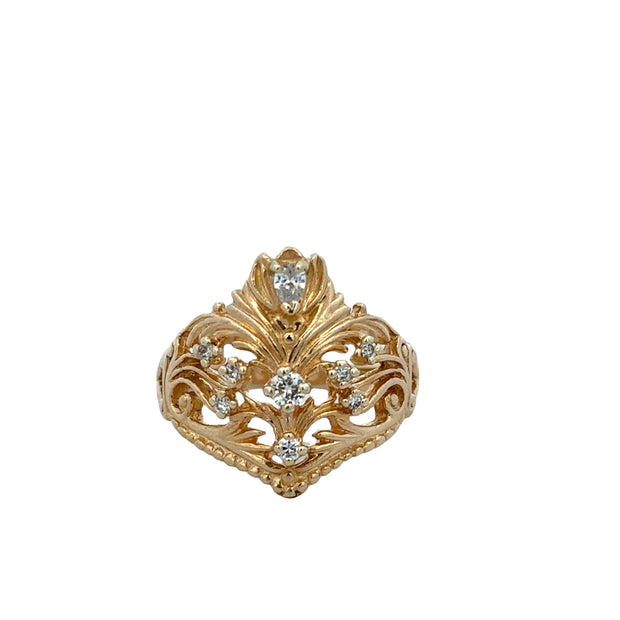 Textured Diamond Fashion Ring in Yellow Gold