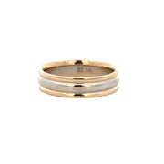 Two Tone Ribbed Band in 14k Gold