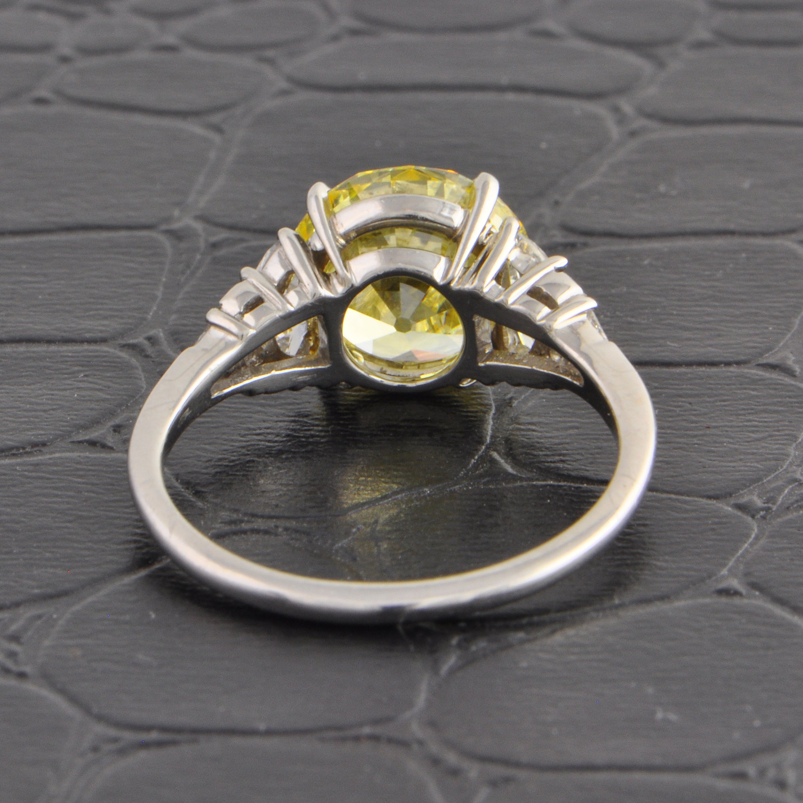 GIA 3.15 ct. Fancy Intense Yellow Old European Cut Diamond Ring in Platinum