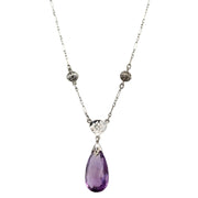 Amethyst Briolette Necklace in White Gold