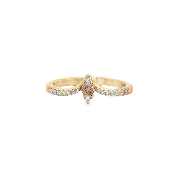 Curved Champagne Diamond Band in Yellow Gold