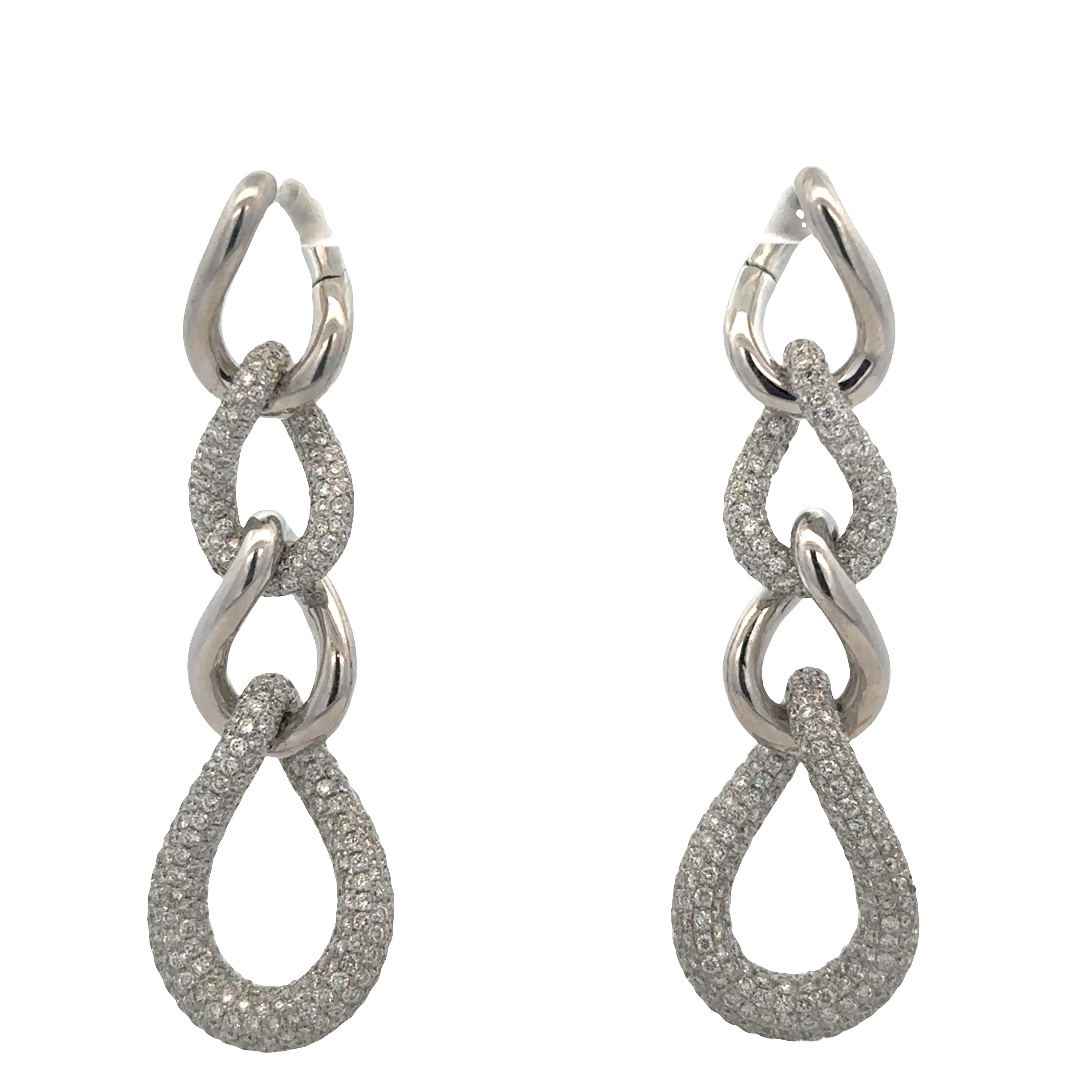 Statement Modern 18k White Gold Diamond Dangle Earrings