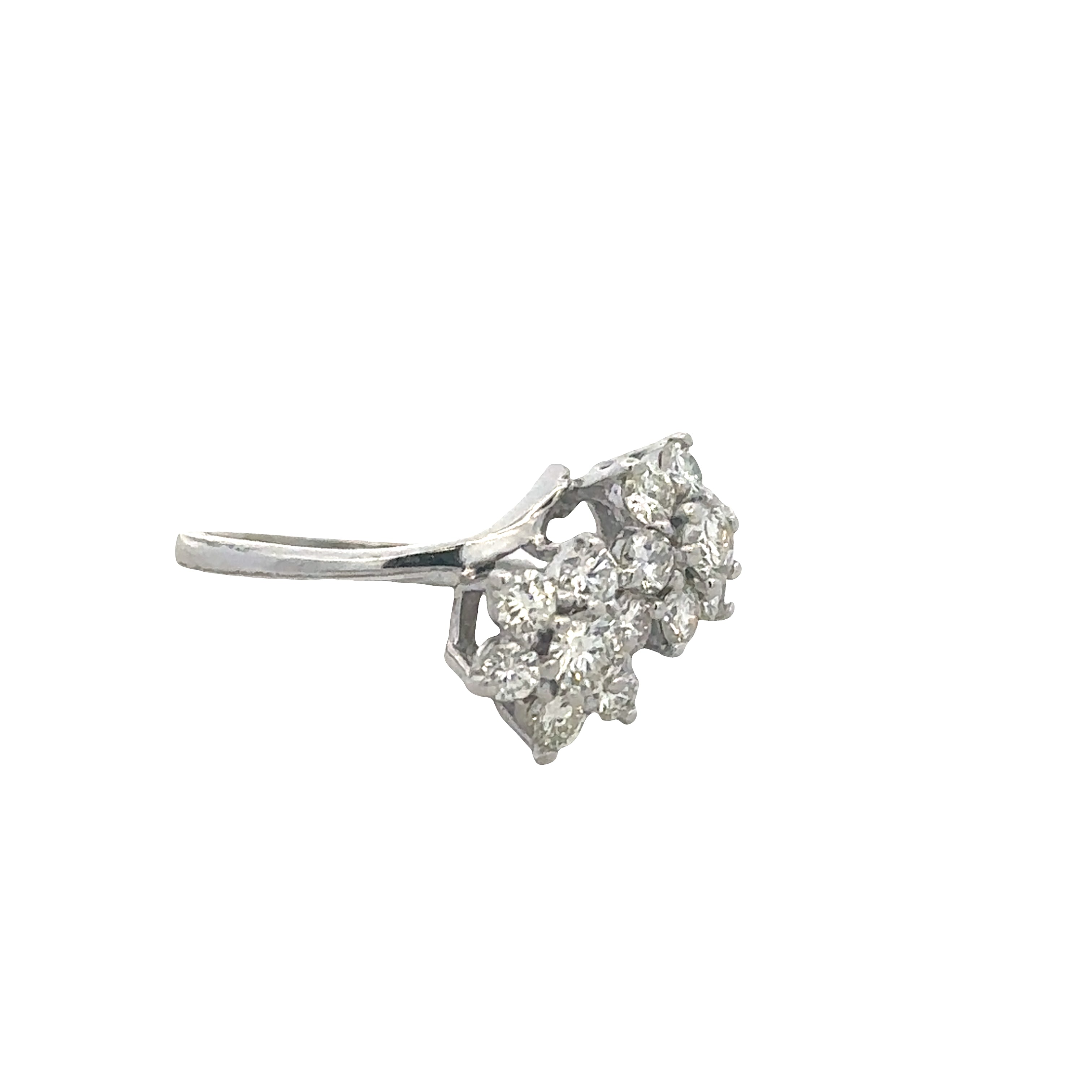 Diamond Flower Bypass Style Ring in White Gold -- 1.26 CTW -- Size 6
