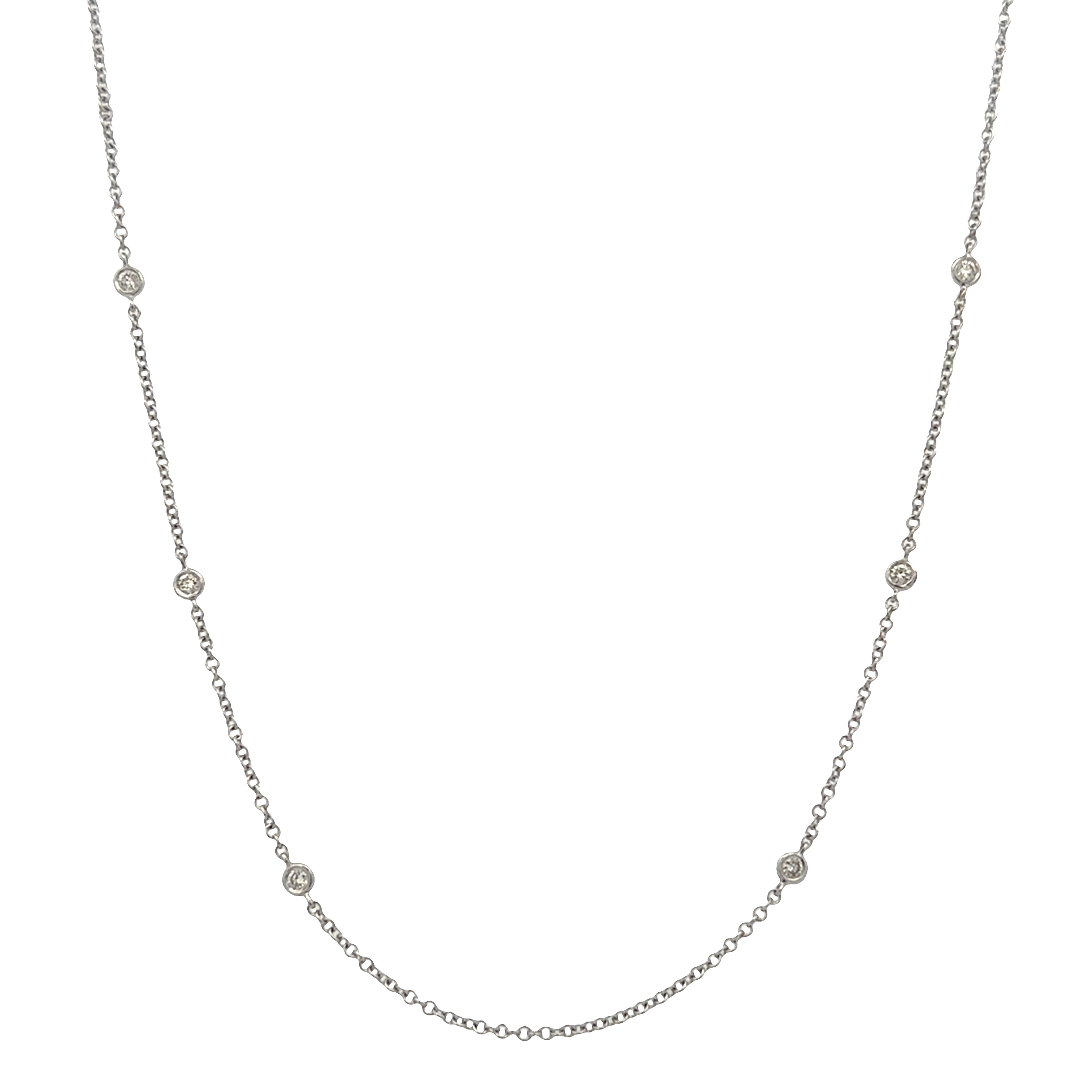 14k White Gold Station Diamond Necklace – 16.5"