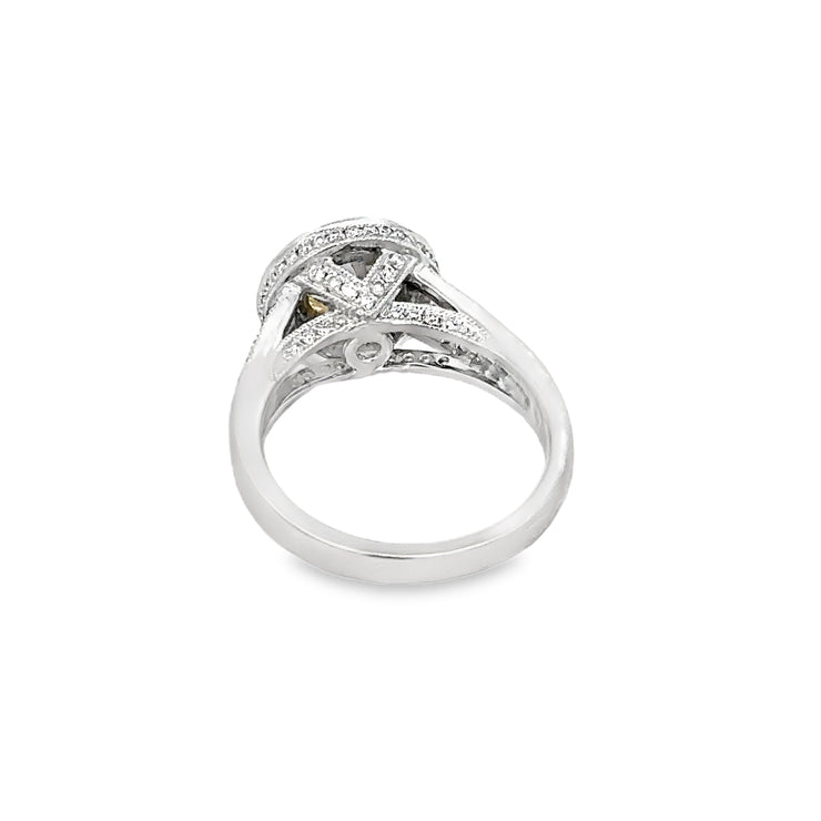 Fancy Yellow Diamond Halo Ring in White Gold