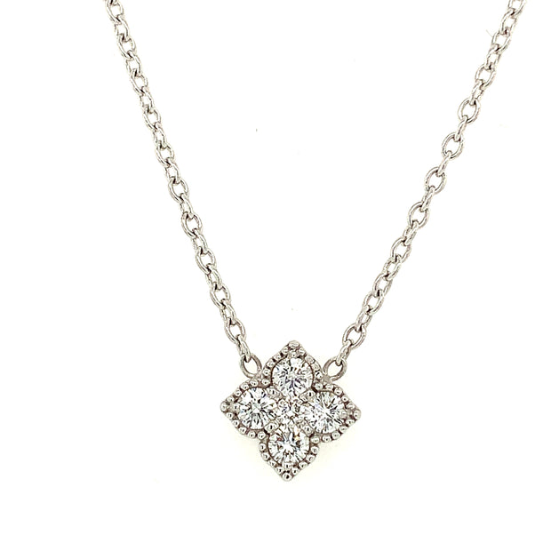 Quatrefoil Diamond Necklace in White Gold