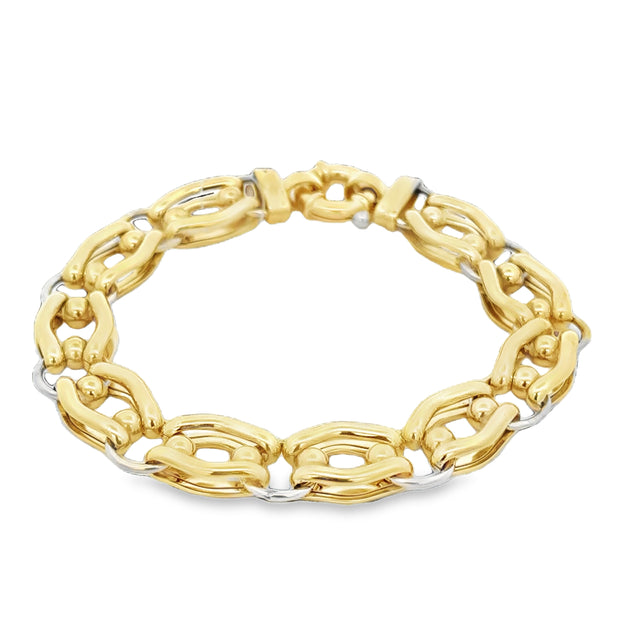 Open Fancy Link Bracelet in 18k Two Tone Gold