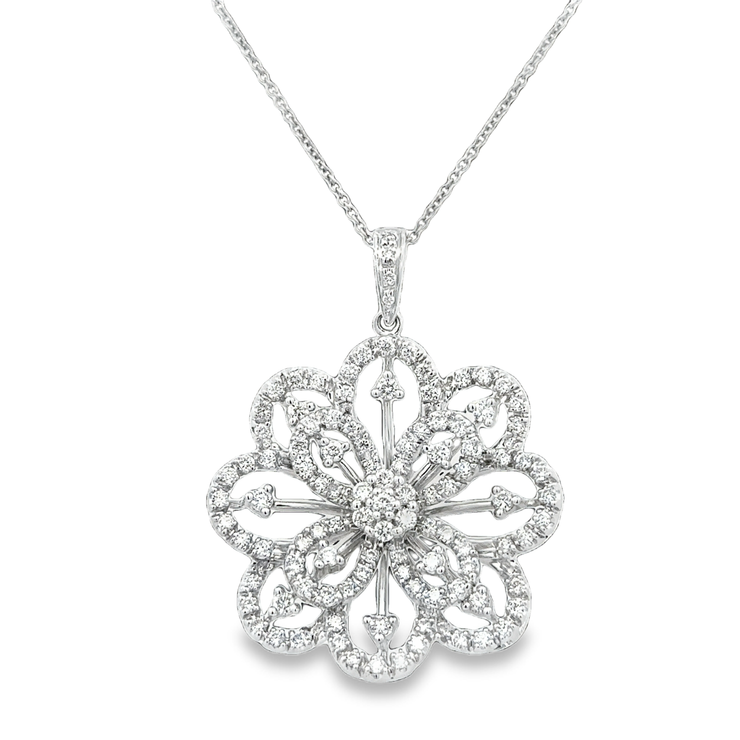 Diamond Snowflake Pendant in 18k White Gold