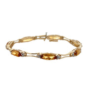 Yellow / Orange Topaz and Diamond Bracelet in Yellow Gold