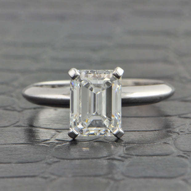 2.01 ct. Emerald Cut Diamond Engagement Ring in White Gold