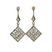 Antique Old Mine Cut Diamond Earrings in Platnum and 18k Yellow Gold