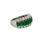 Statement Emerald and Diamond Band in White Gold