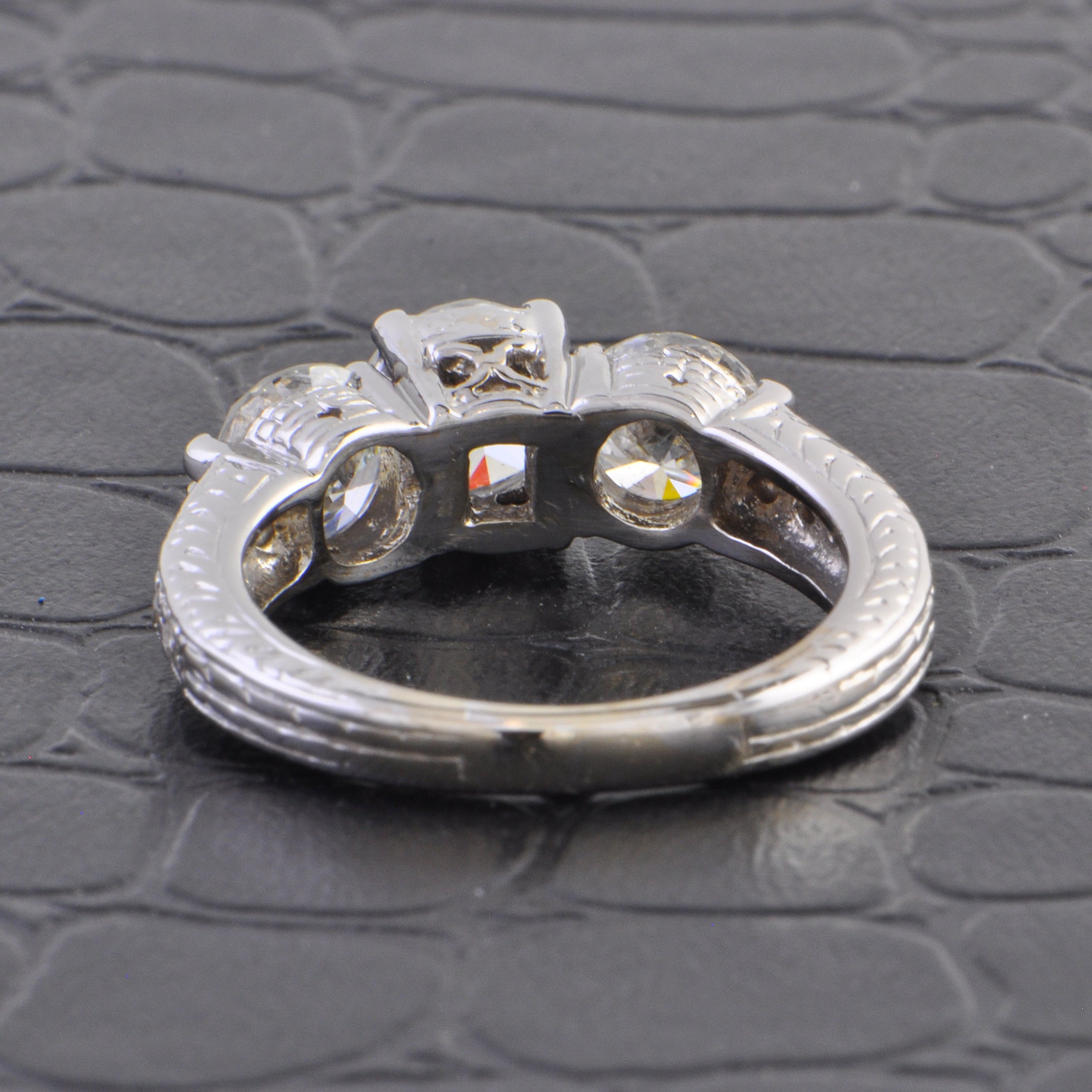 2.47 CTW Three Stone Diamond Engagement Ring in 18k White Gold